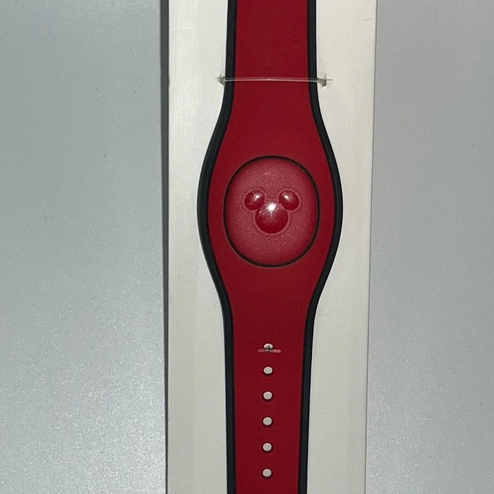 Disney Parks MagicBand+ Solid Coral Red Mickey Mouse Resort Unisex Bracelet New